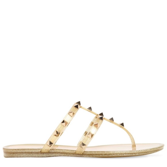 Valentino Shoes - Valentino Rockstud Glitter PVC Thong Sandals